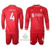 Maglia da Calcio a Maniche Lunghe Liverpool VIRGIL 4 Casa 2021-22 per Bambino